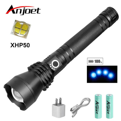 Anjoet Lamp xhp50.2 powerful flashlight usb Zoom led torch light Aluminum 5 Mode 18650 or 26650 battery Outdoor hunting Camp