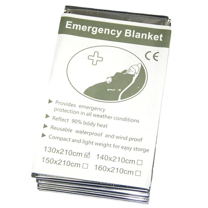 Gold Silver 160x210cm Emergency Blanket Lifesaving Thermal Insulation Sunscreen Survival Rescue Blankets Kit Camping Equipment