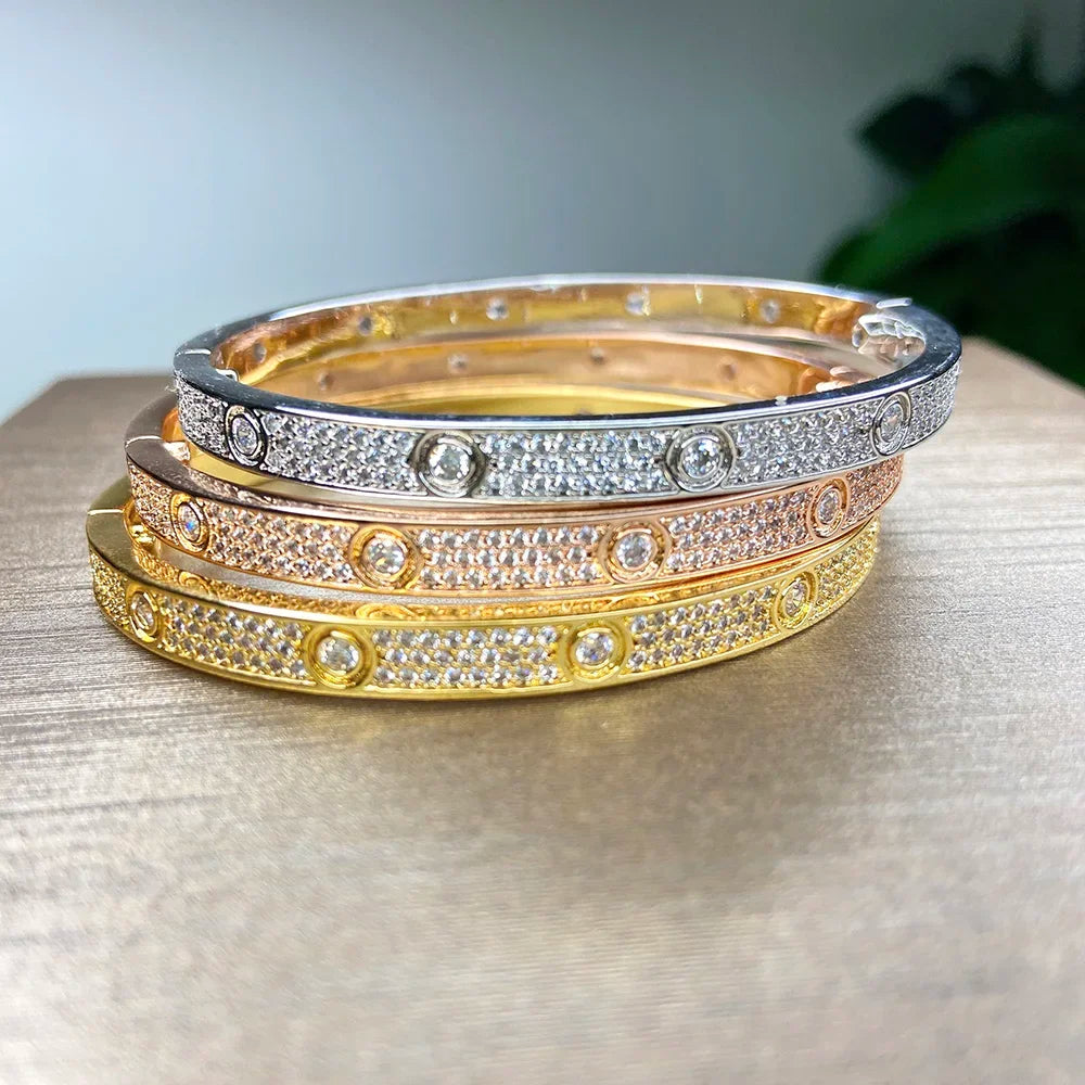 Fashion Designer Titanium Steel Bracelet 18k Gold Plating Inlaid Zircon Bangle Inspiration Jewelry Pulseras Mujer Dropshipping