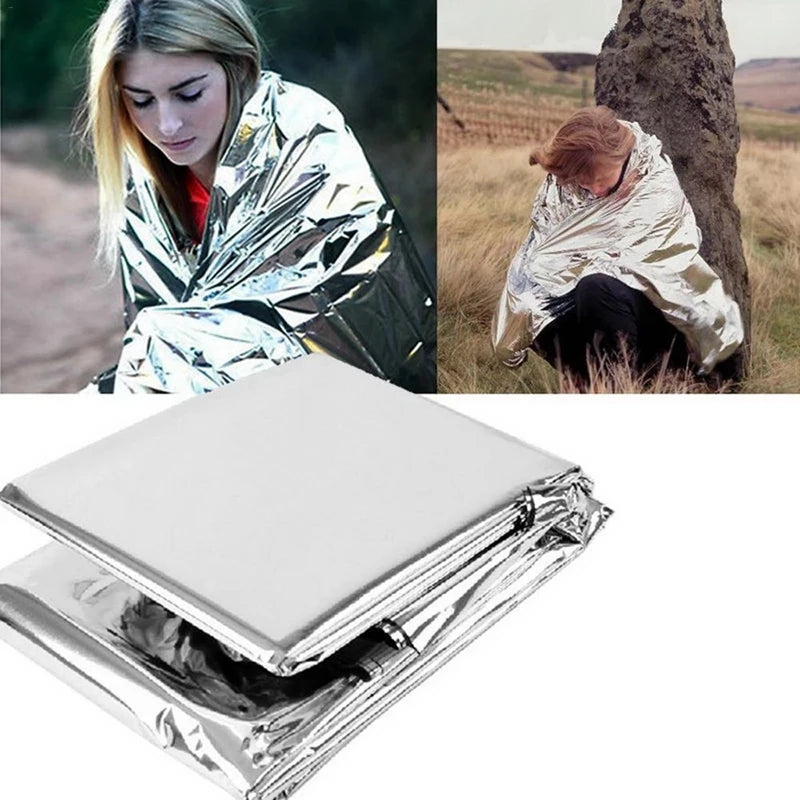 Gold Silver 160x210cm Emergency Blanket Lifesaving Thermal Insulation Sunscreen Survival Rescue Blankets Kit Camping Equipment